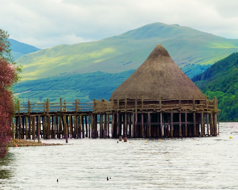 modern reproduction of a crannog