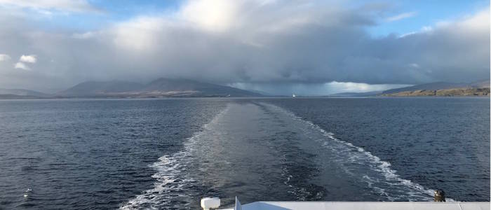 View of the sea from departing boat