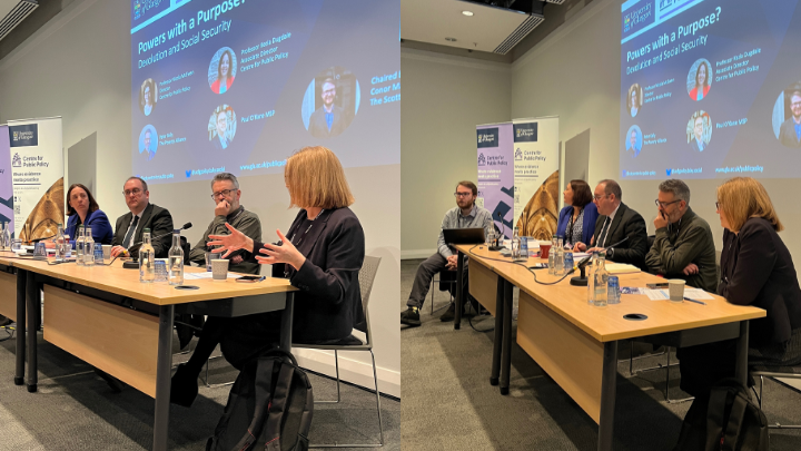 A photo of L-R Conor Matchett, Kezia Dugdale, Paul O'Kane, Peter Kelly, Nicola McEwen, presenting at the Scottish Labour conference