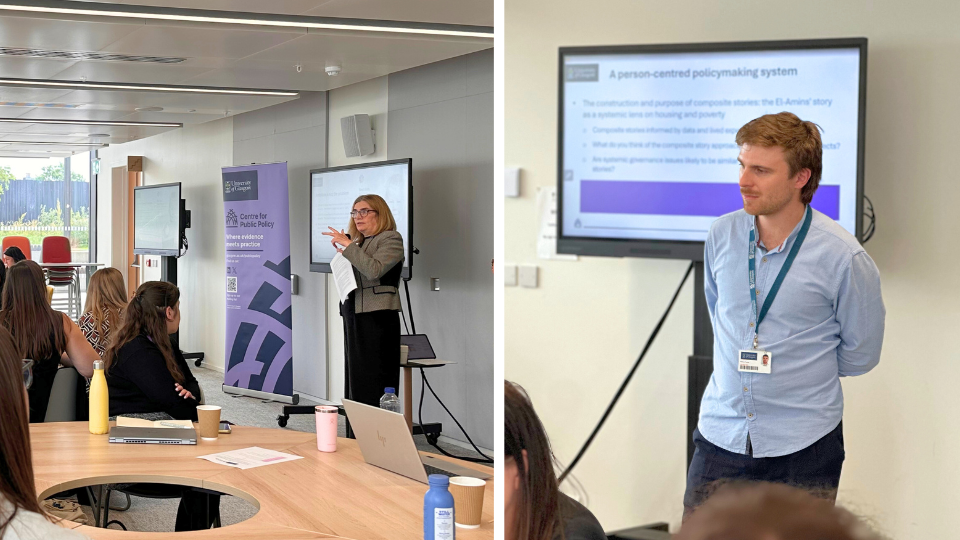 Left to right - Professor Nicola McEwen and Dr Thomas Rochow speak to attendees at the launch event