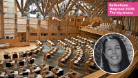 A photo of the Scottish Parliament and Hayley Bennett, text reads reflections, Holyrood 2026: The big issues