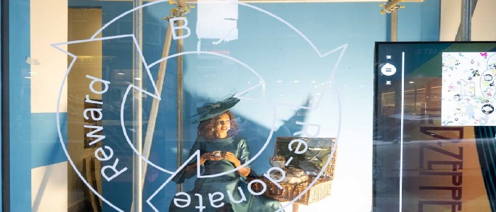 Model poses at the Worthwhile Wardrobe launch event