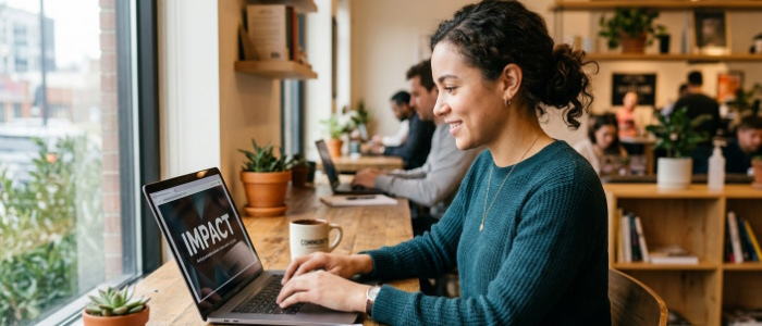 A woman sitting using a laptop