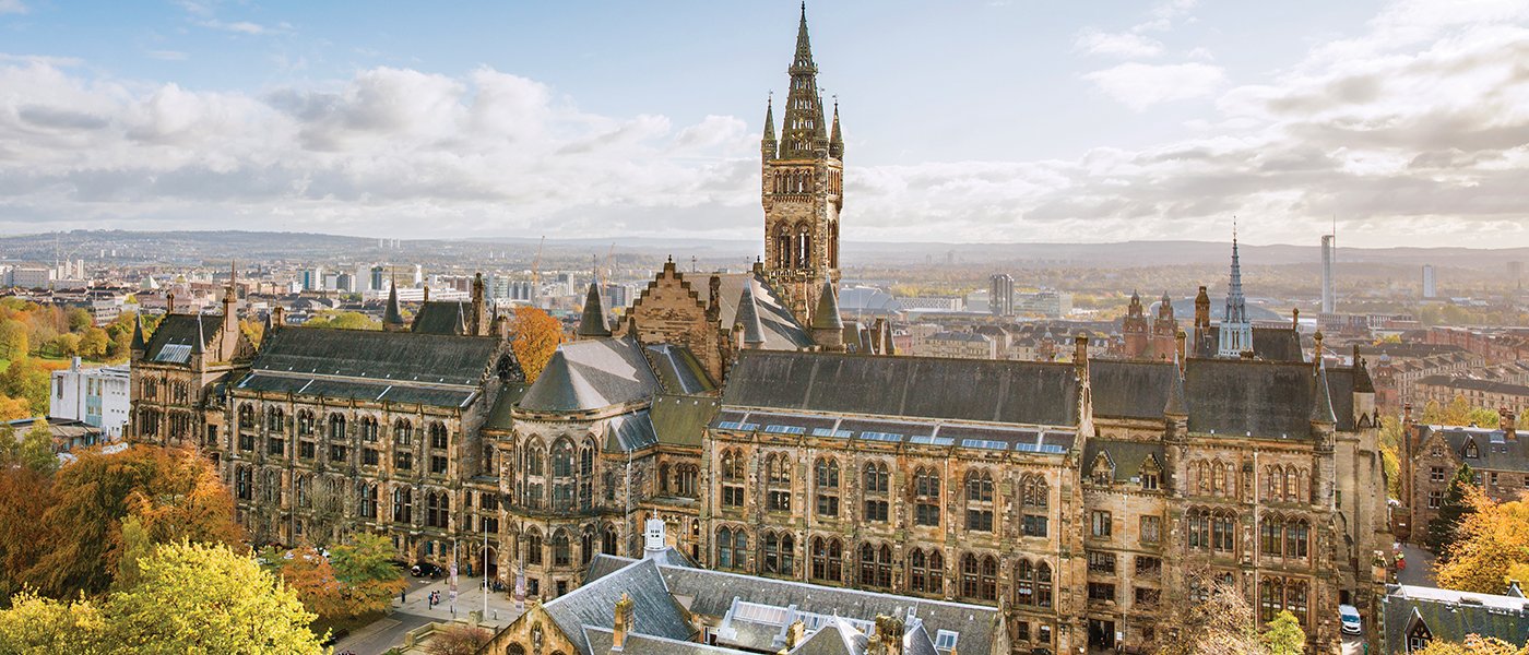 Aerial image of the University of Glasgow from the North front of the main Gilmorehill building